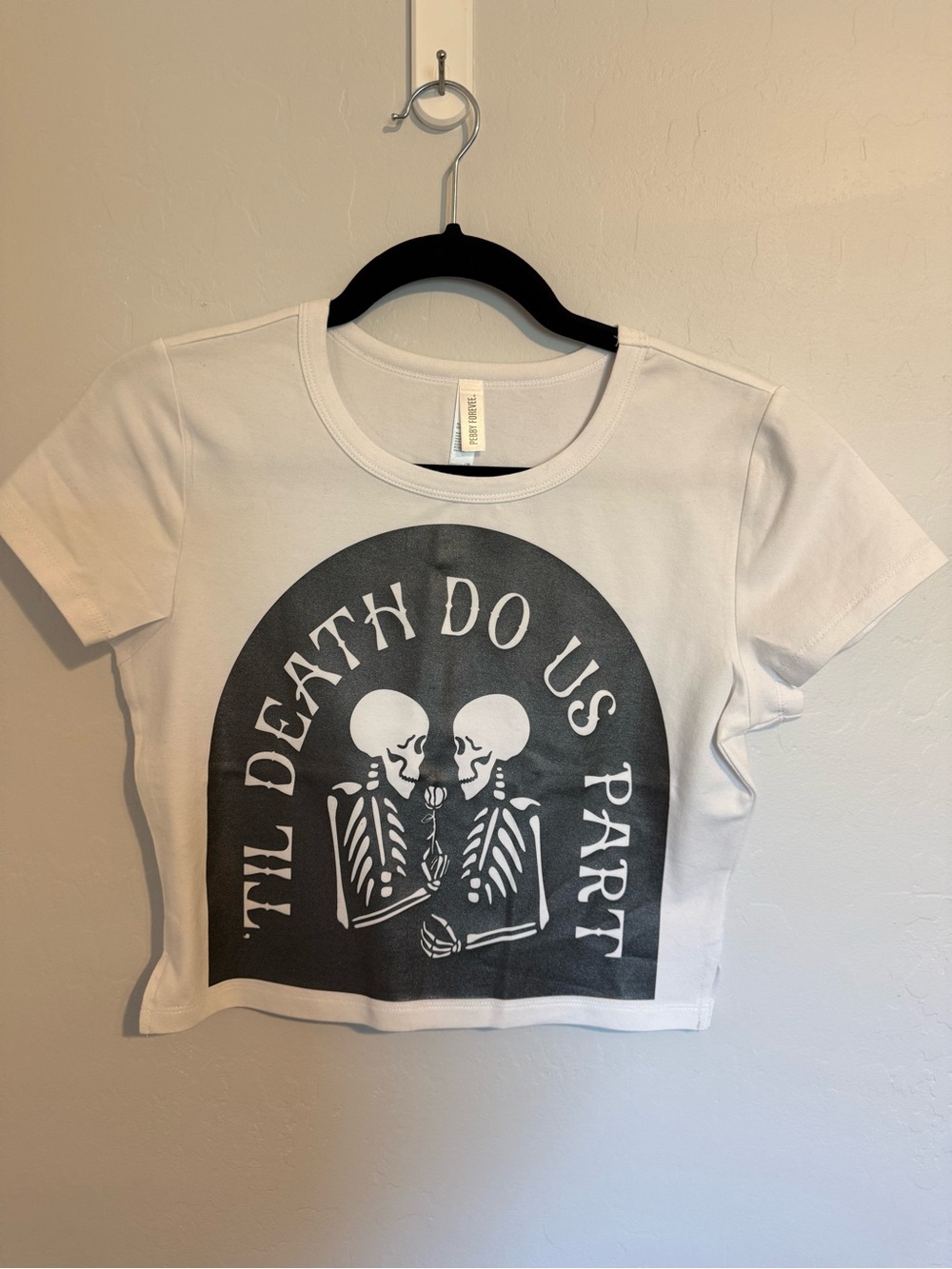 White Graphic Crop Top - 'Til Death Do Us Part